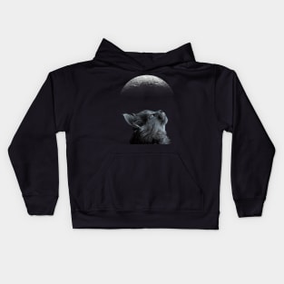 Cute Black Cat With Moon Cat adoption For Cat Lover Kids Hoodie